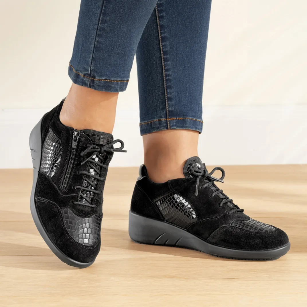 Chaussures, Chaussons Et Accessoires|Tempsl Baskets confort Pédilège Batilda noir ou taupe