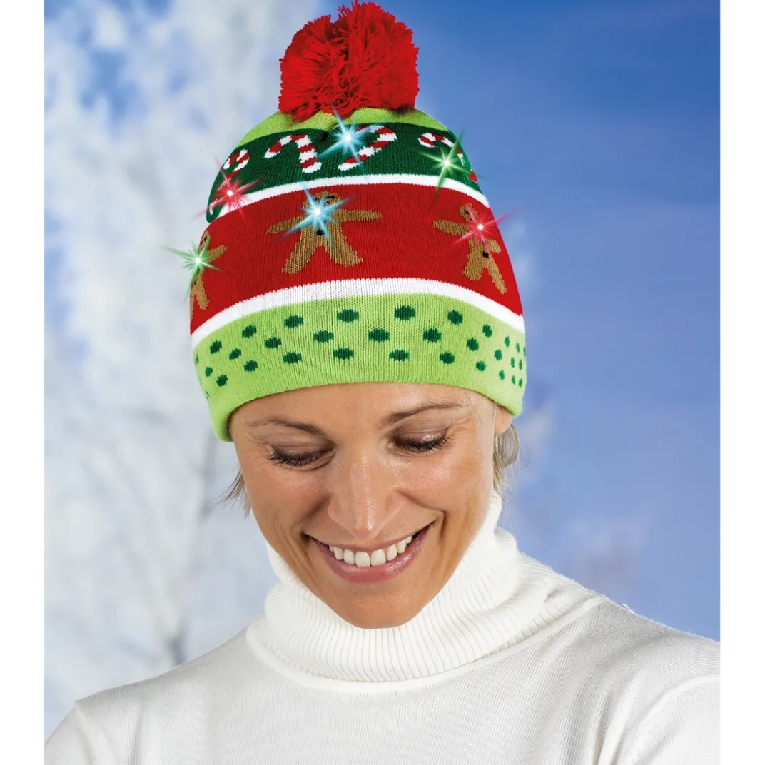Accessoires Mode|Décorations Intérieures Noël|Tempsl Bonnet lumineux Pain d'épices ou Sapin de Noël