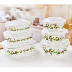 Repas De Noël|Fraîcheur / Conservation|Tempsl Boîtes borosilicate houx rondes Rondes