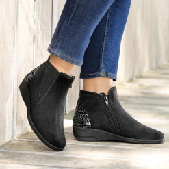 Chaussures, Chaussons Et Accessoires|Tempsl Bottines zippées noir ou bordeaux