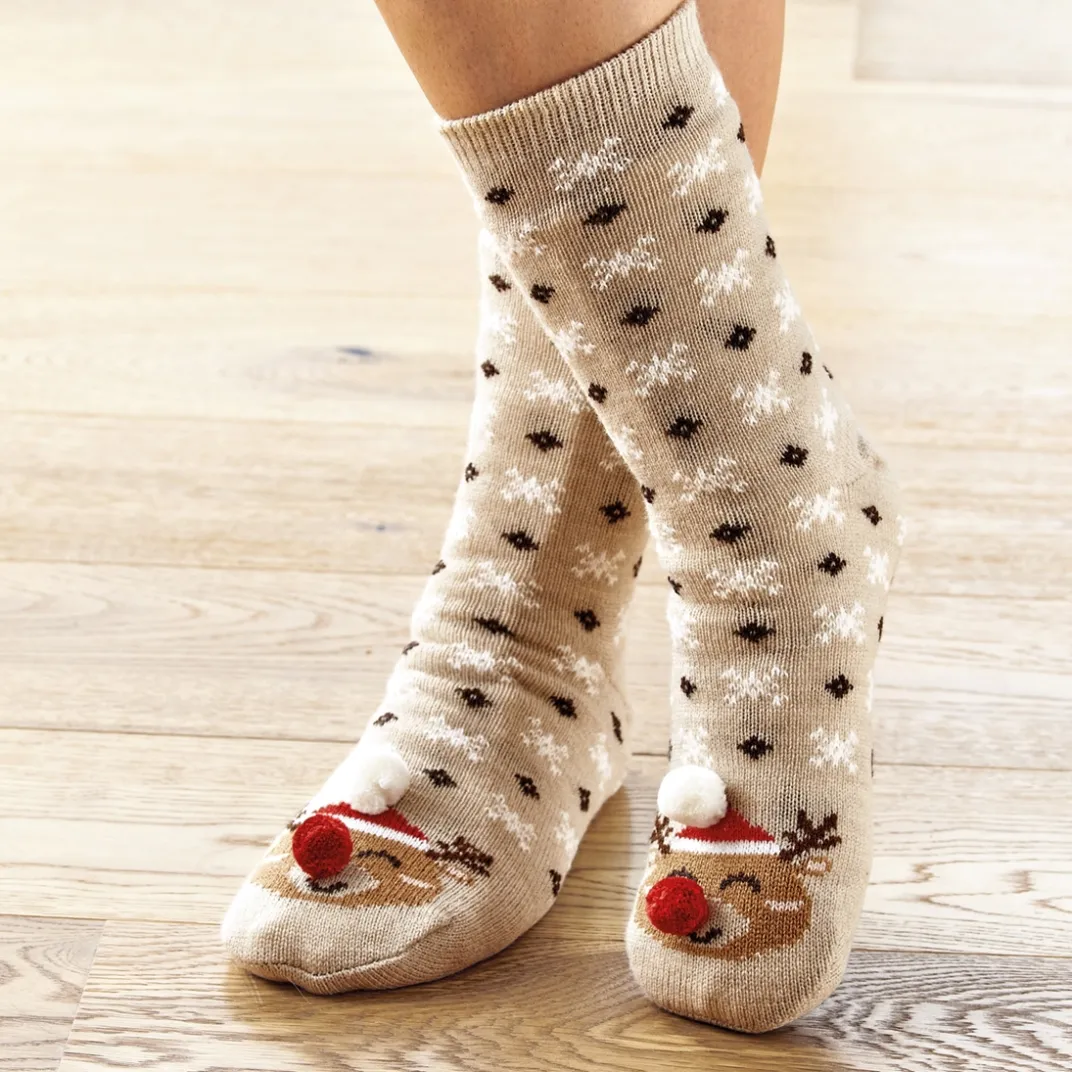 Sous-Vêtements|Tempsl Chaussettes antiglisse Noël renne ou pingouin