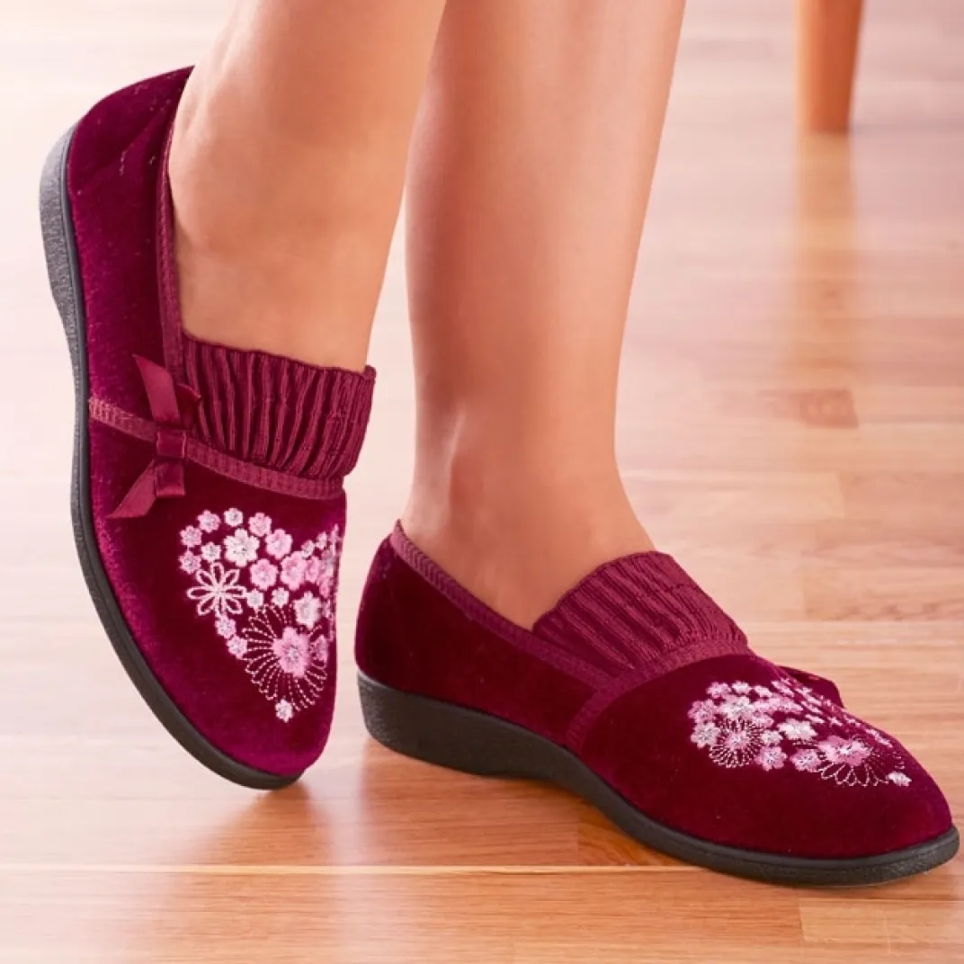 Chaussures, Chaussons Et Accessoires|Tempsl Chaussons "Christine" Violet ou Bordeaux