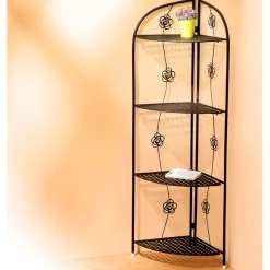Décorations|Petits Meubles|Tempsl Etagère d'angle à fleurs en métal