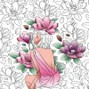 Loisirs Créatifs|Tempsl Grands carrés d'art thérapie Femmes fleurs