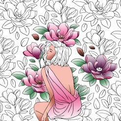 Loisirs Créatifs|Tempsl Grands carrés d'art thérapie Femmes fleurs