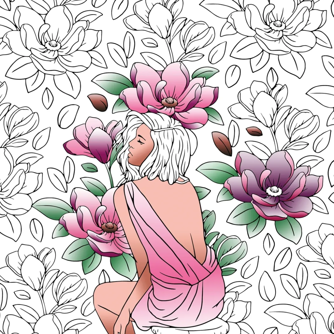 Loisirs Créatifs|Tempsl Grands carrés d'art thérapie Femmes fleurs