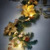 Décorations Intérieures Noël|Table De Noël|Tempsl Guirlande LED poinsettias dorés
