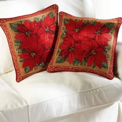 Décorations Intérieures Noël|Décorations|Tempsl 2 housses poinsettia