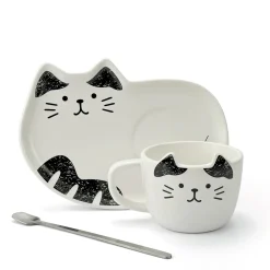 Accessoires Petit-Déjeuner|Tempsl LOT DE 2 ASSIETTES ET TASSES CHAT