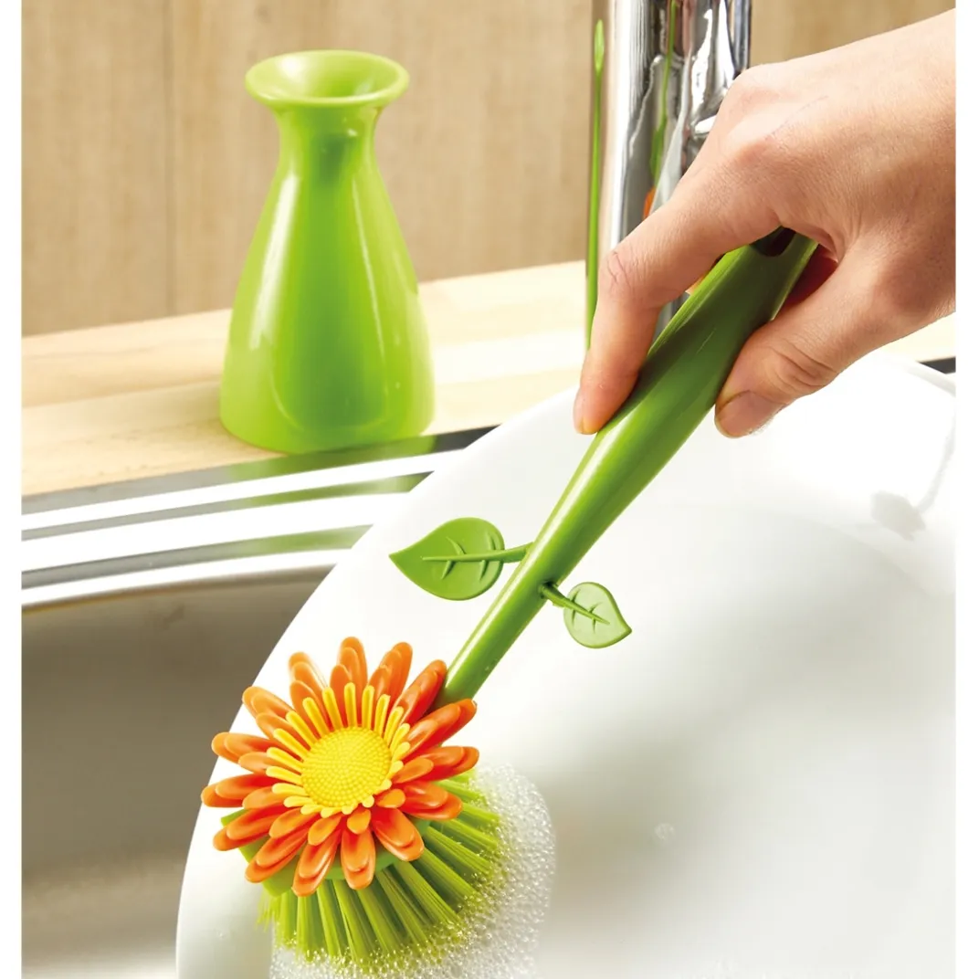 Organisation Et Entretien|Tempsl Lot de 2 brosses vaisselle fleur