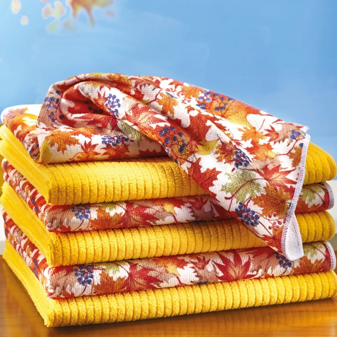 Organisation Et Entretien|Décorations Cuisine|Tempsl Lot de 6 chiffons microfibres automne