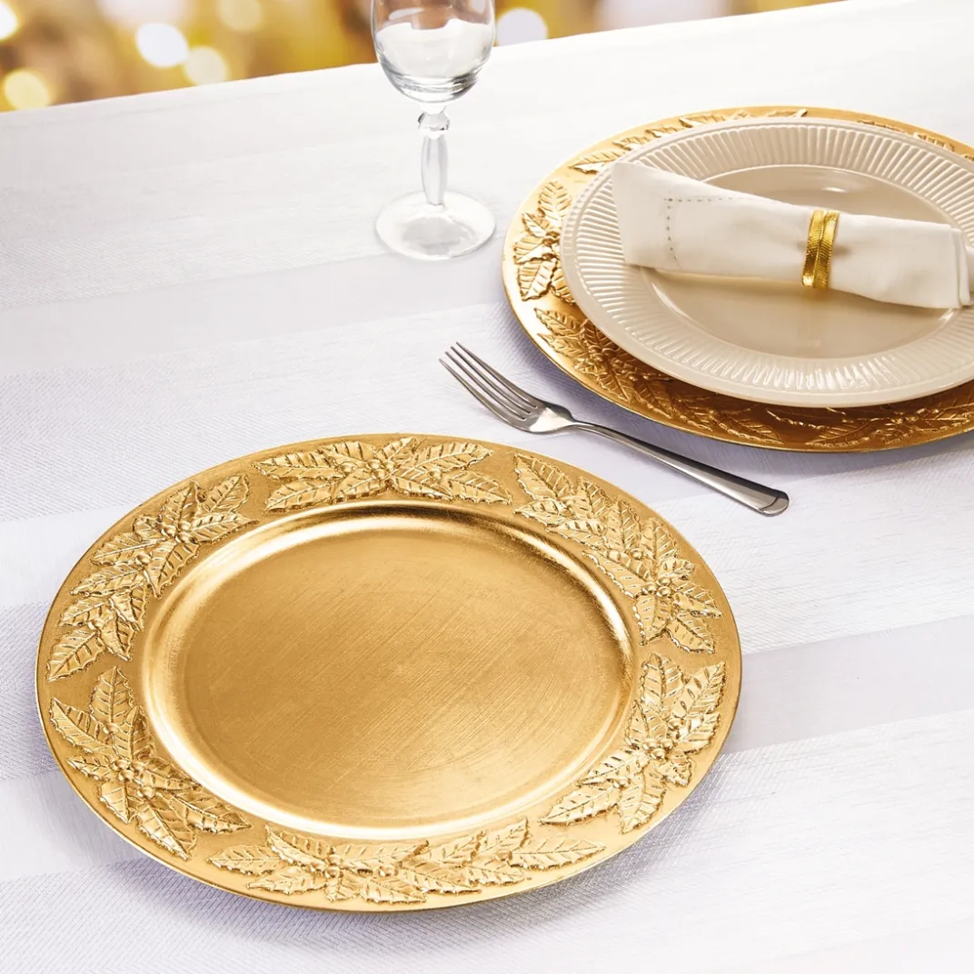 Table De Noël|Art De La Table|Tempsl Lot de 4 dessous d'assiettes dorés