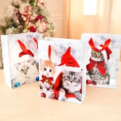 Emballages Cadeaux|Tempsl Lot de 3 sacs cadeau chatons