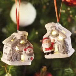 Décorations Intérieures Noël|Décorations|Tempsl Lot de 2 suspensions maison de Noël