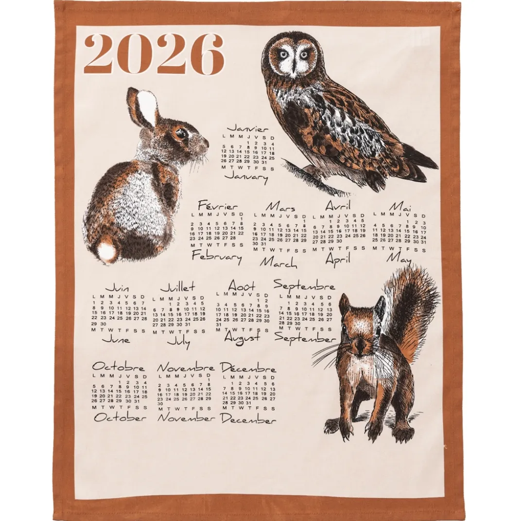 Organisation Et Entretien|Tempsl Lot de 3 torchons calendrier chat/chien/animaux de la forêt 2026