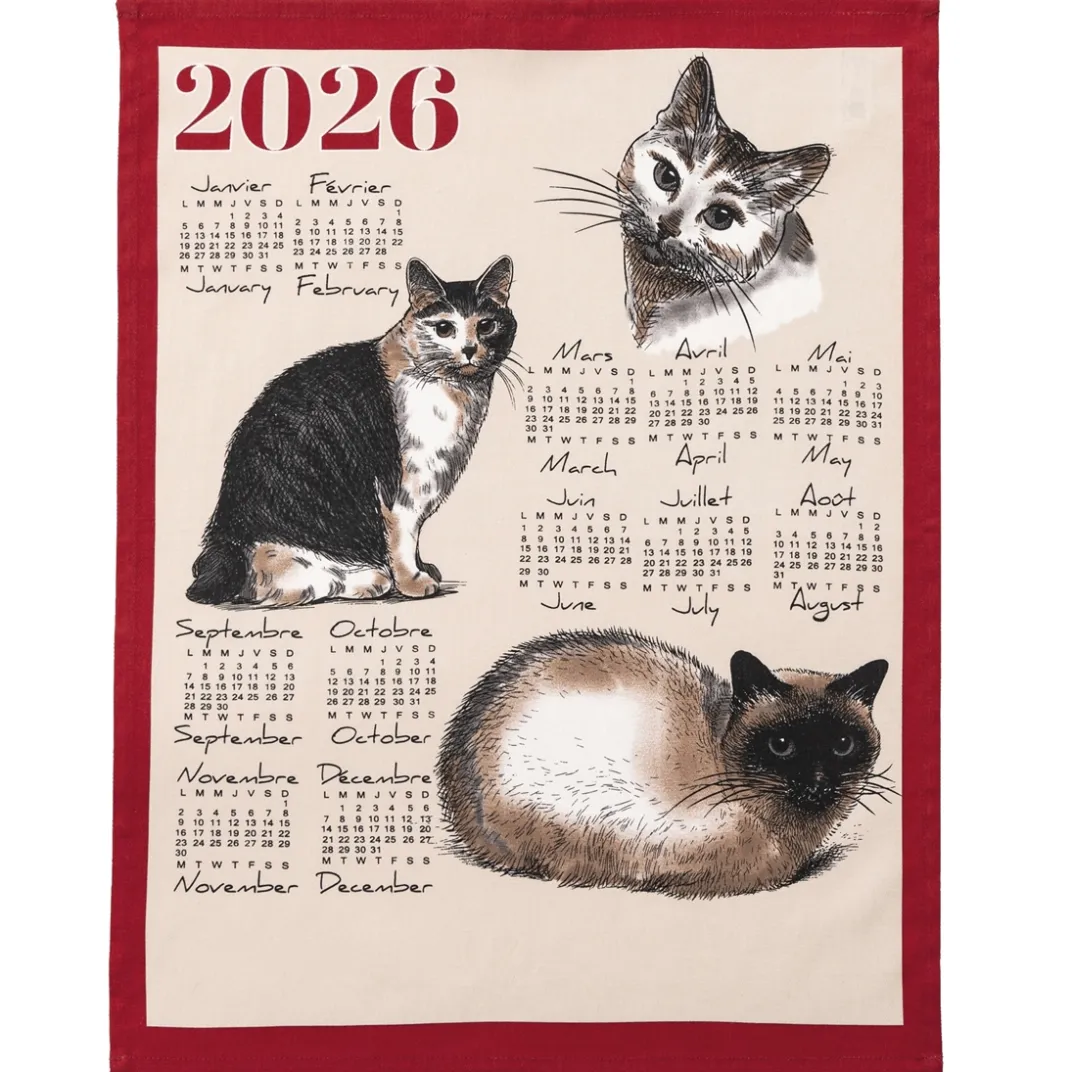 Organisation Et Entretien|Tempsl Lot de 3 torchons calendrier chat/chien/animaux de la forêt 2026