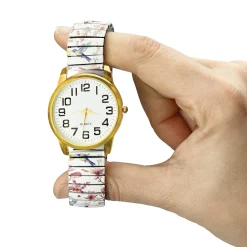 Produits De Beauté|Tempsl Montre blanche élastiquée imprimée