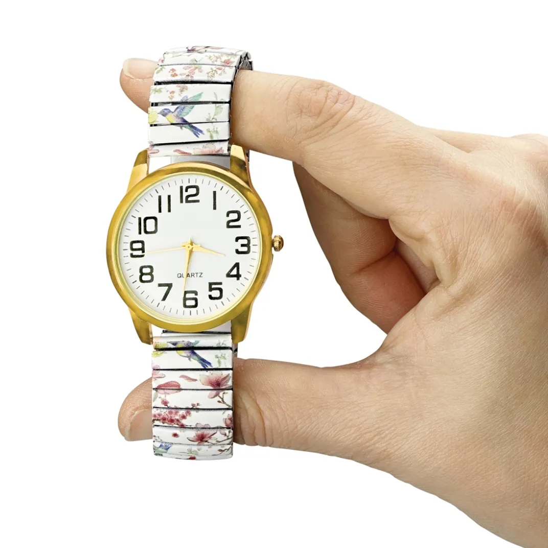 Produits De Beauté|Tempsl Montre blanche élastiquée imprimée