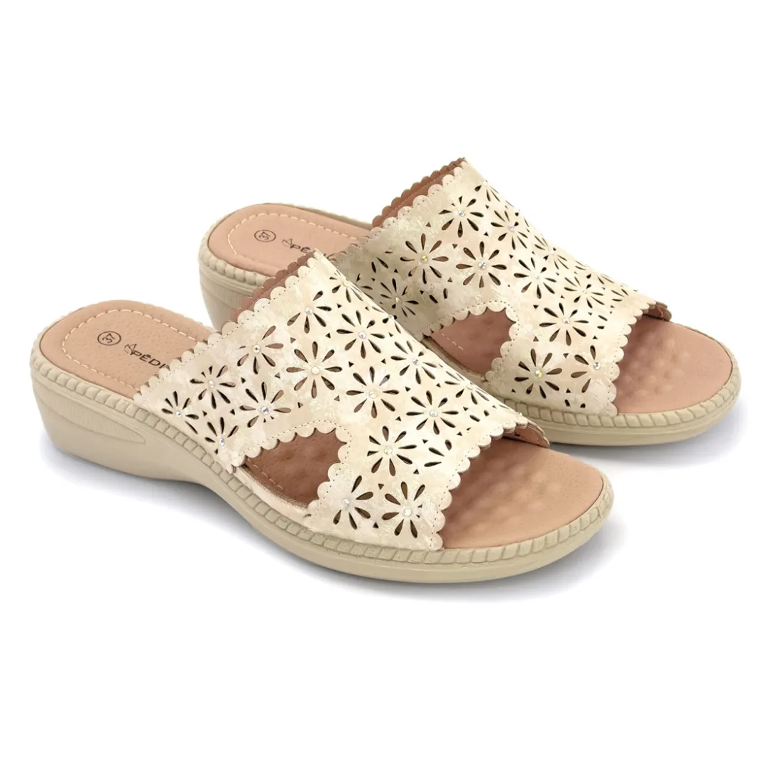 Chaussures, Chaussons Et Accessoires|Tempsl Mules détails ajourés/strass beige