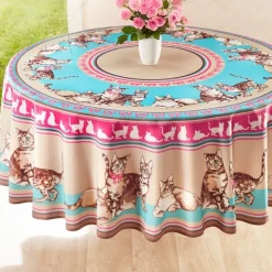 Art De La Table|Tempsl Nappe la ronde des chats : Rectangulaire ou Ronde