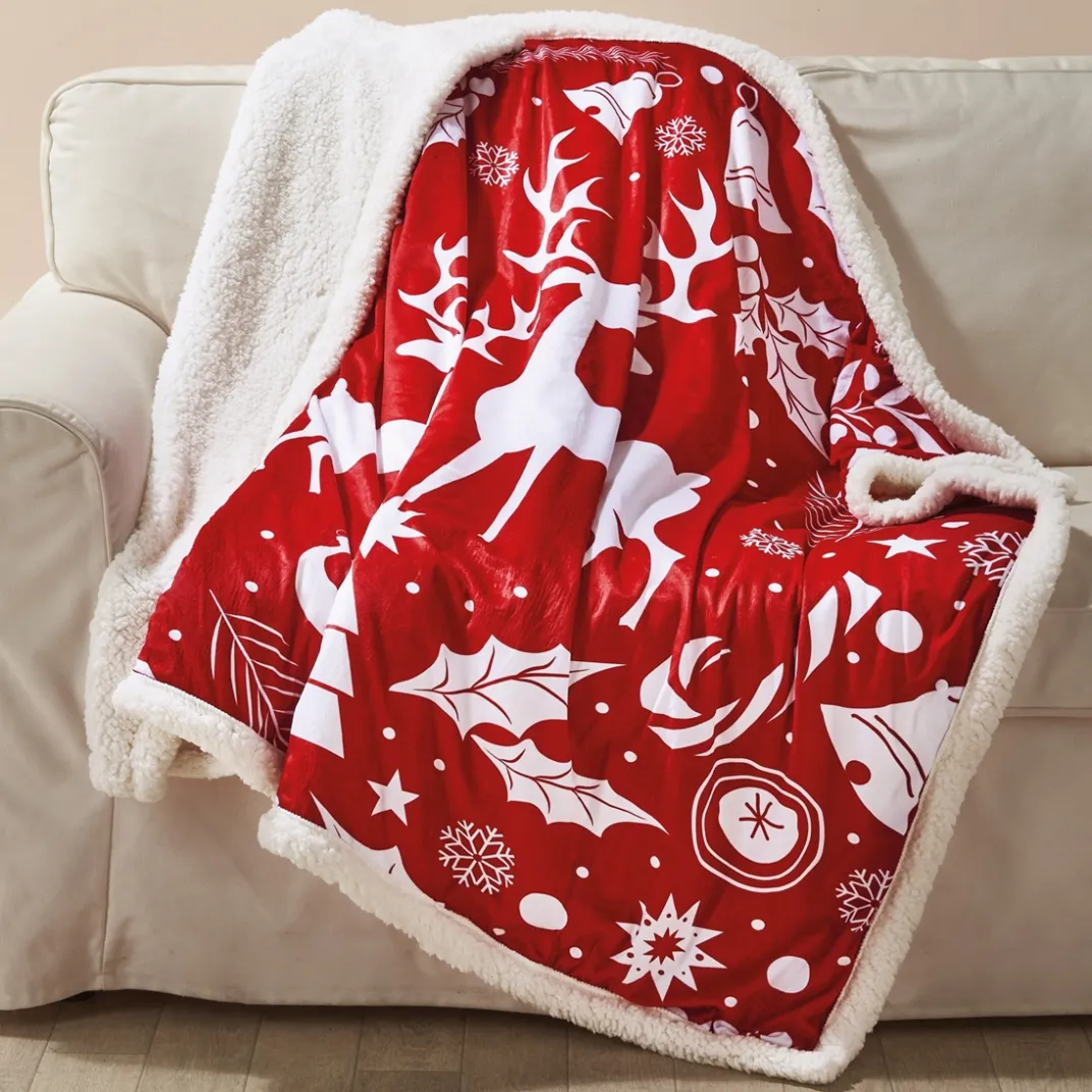 Décorations Intérieures Noël|Idées Cadeaux Noël|Tempsl Plaid/cape élans