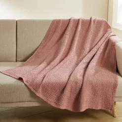 Décorations|Tempsl Plaid gaufrette kaki ou rose