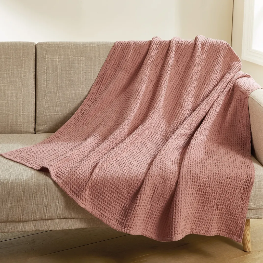 Décorations|Tempsl Plaid gaufrette kaki ou rose
