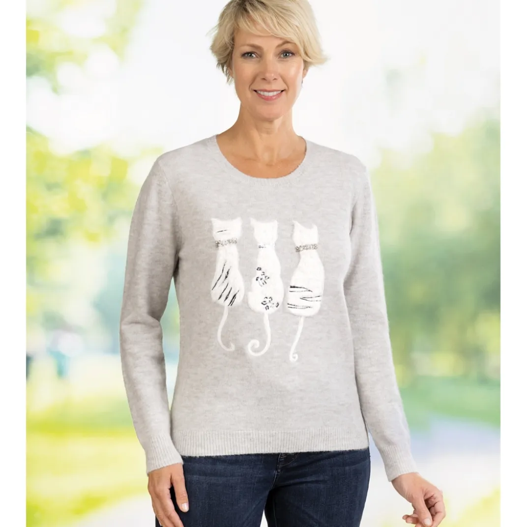 Idées Cadeaux Noël|Vêtements|Tempsl Pull chat gris
