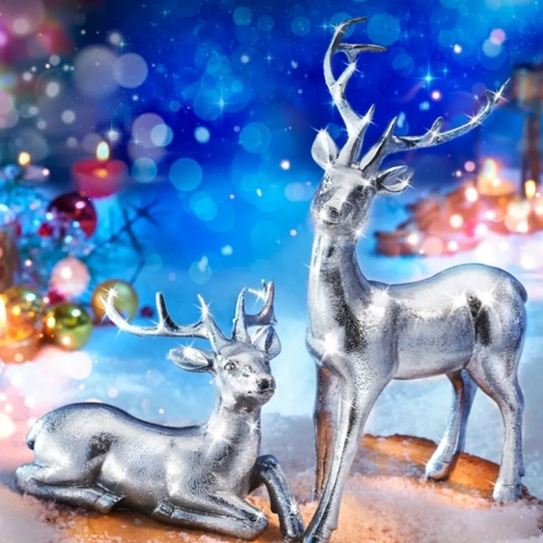 Décorations Intérieures Noël|Décorations|Tempsl Renne argenté couché ou debout