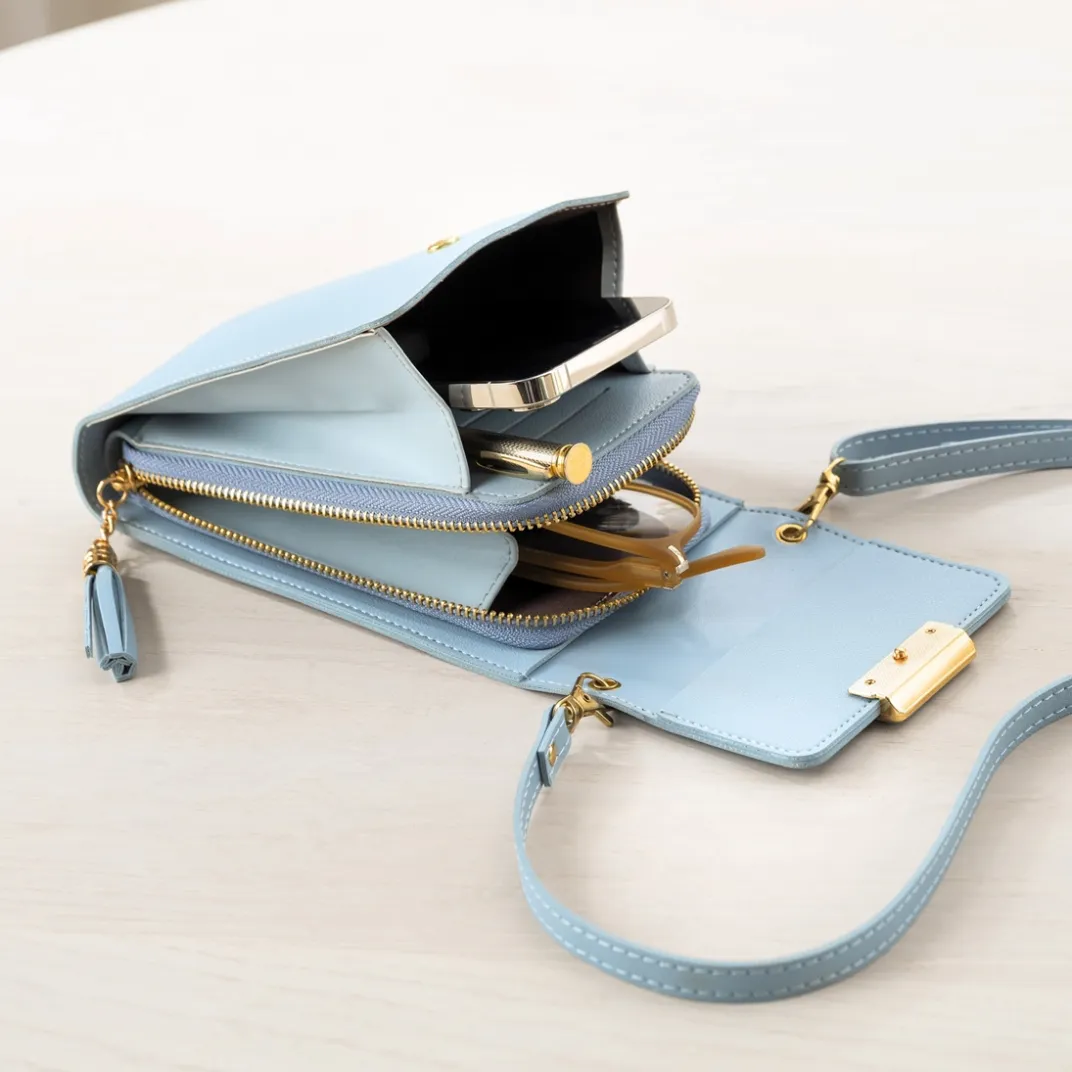 Sacs, Bijoux Et Accessoires|Tempsl Sac pochette pompon bleu