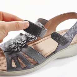 Chaussures, Chaussons Et Accessoires|Tempsl Sandales fleurs élastiquées grises ou beige Pédilège