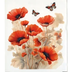 Décorations|Salle De Bain Et Hygiène|Tempsl Stickers de toilette coquelicots