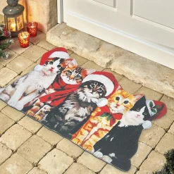Décorations Intérieures Noël|Décorations|Tempsl Tapis d'extérieur Chats de Noël
