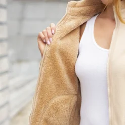 Vêtements|Tempsl Veste zippée chaude beige